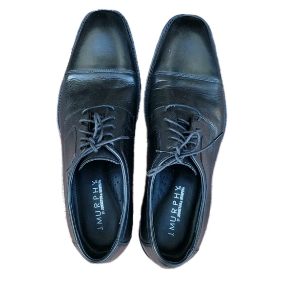 Johnston & Murphy Gibbons Men Black Leather Cap Toe Oxford Derby Dress Men 14 - Picture 6 of 11